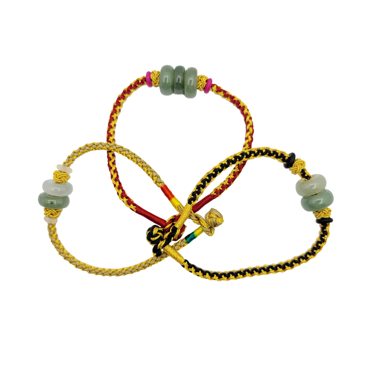 Green and Icy Jadeite Jade Donut Bracelet