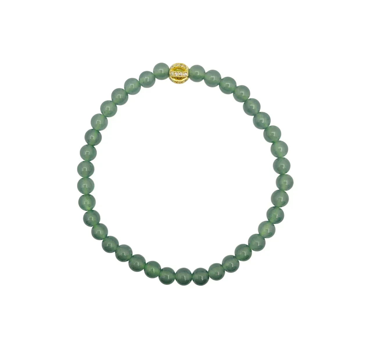 Silver Green Jadeite Jade Beads Bracelet with Diamond Simulant