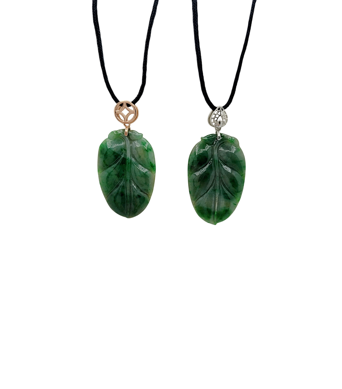 Silver Green Leaf Jadeite Jade Pendant