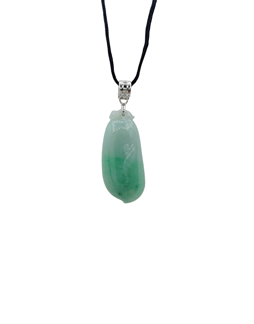 Silver Icy Green Eternity Life Fruit Jadeite Jade Pendant