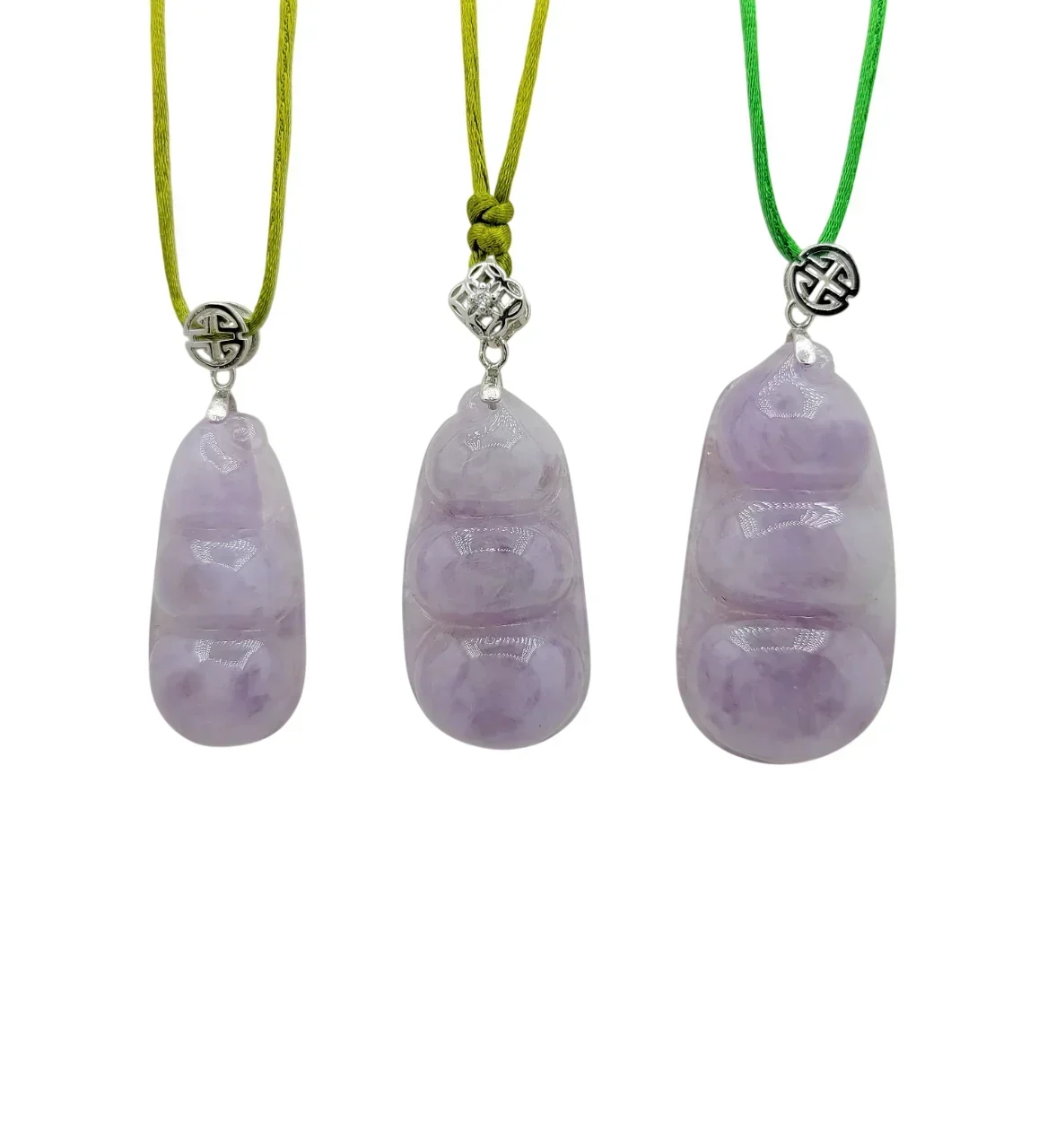 Silver Icy Lavender Jadeite Jade Rich Beans Pendant