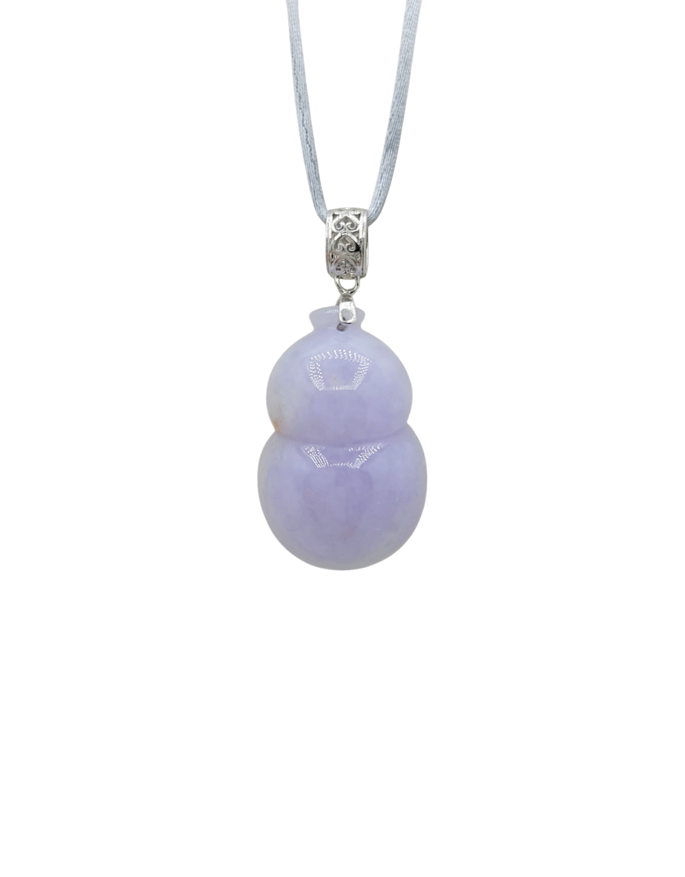 Silver Icy Lavender Jadeite Jade Wulu Pendant