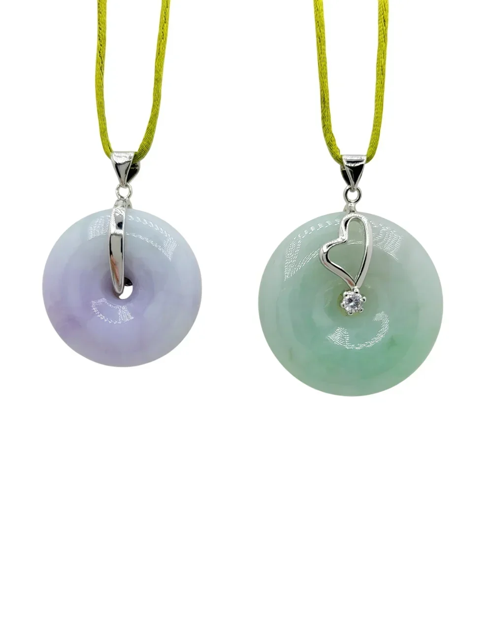 Silver Lavender or Green Jadeite Jade Eternity Pendant with Diamonds Simulant