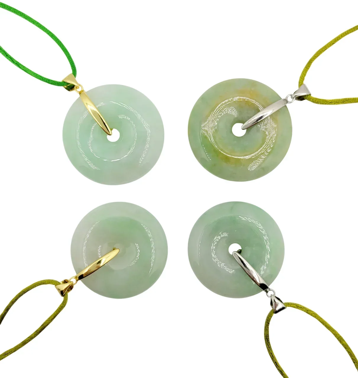 Silver Light Green Eternity Jadeite Jade Pendant