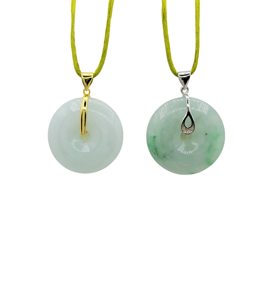 Silver Icy Green Jadeite Jade Eternity Pendant