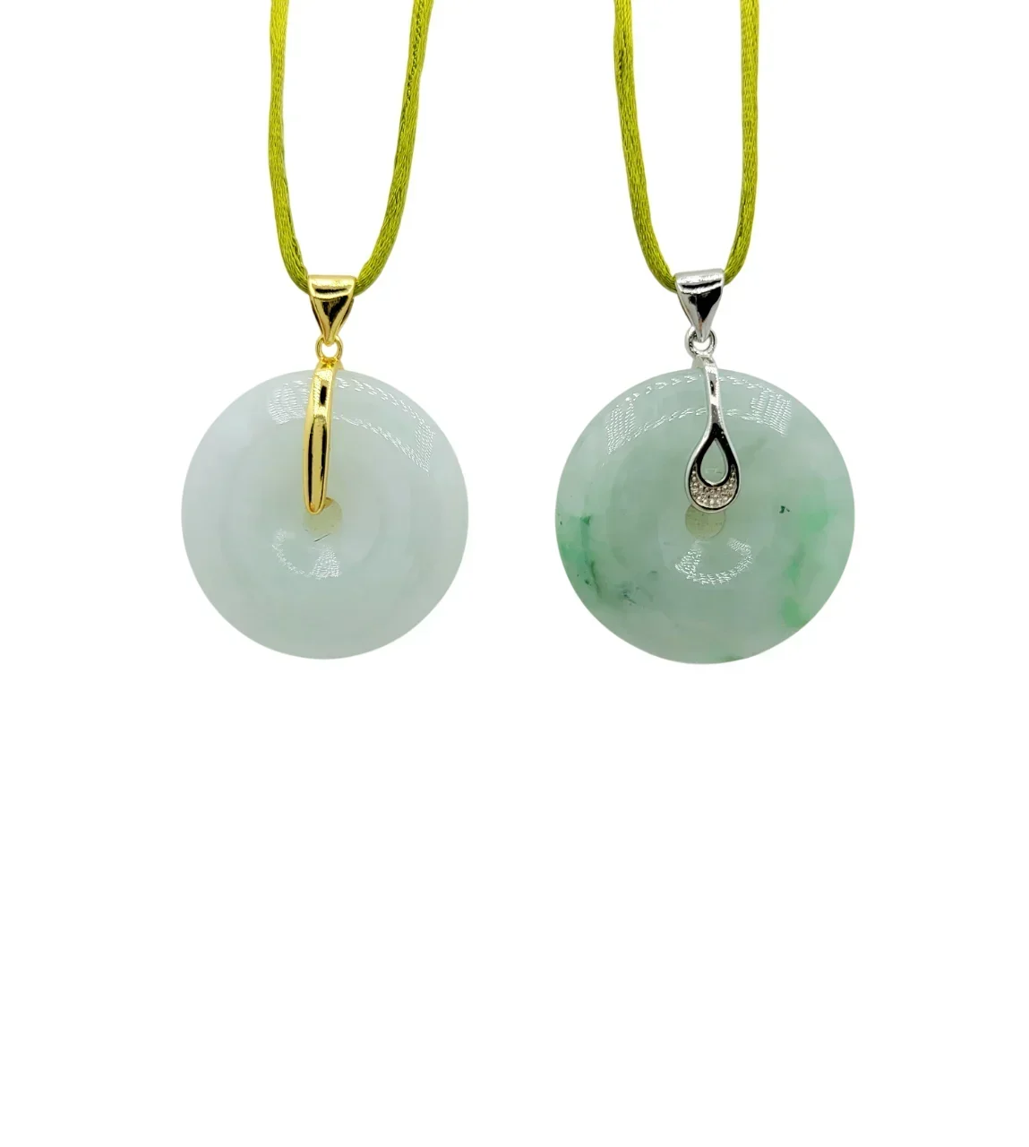 Silver Icy Green Jadeite Jade Eternity Pendant