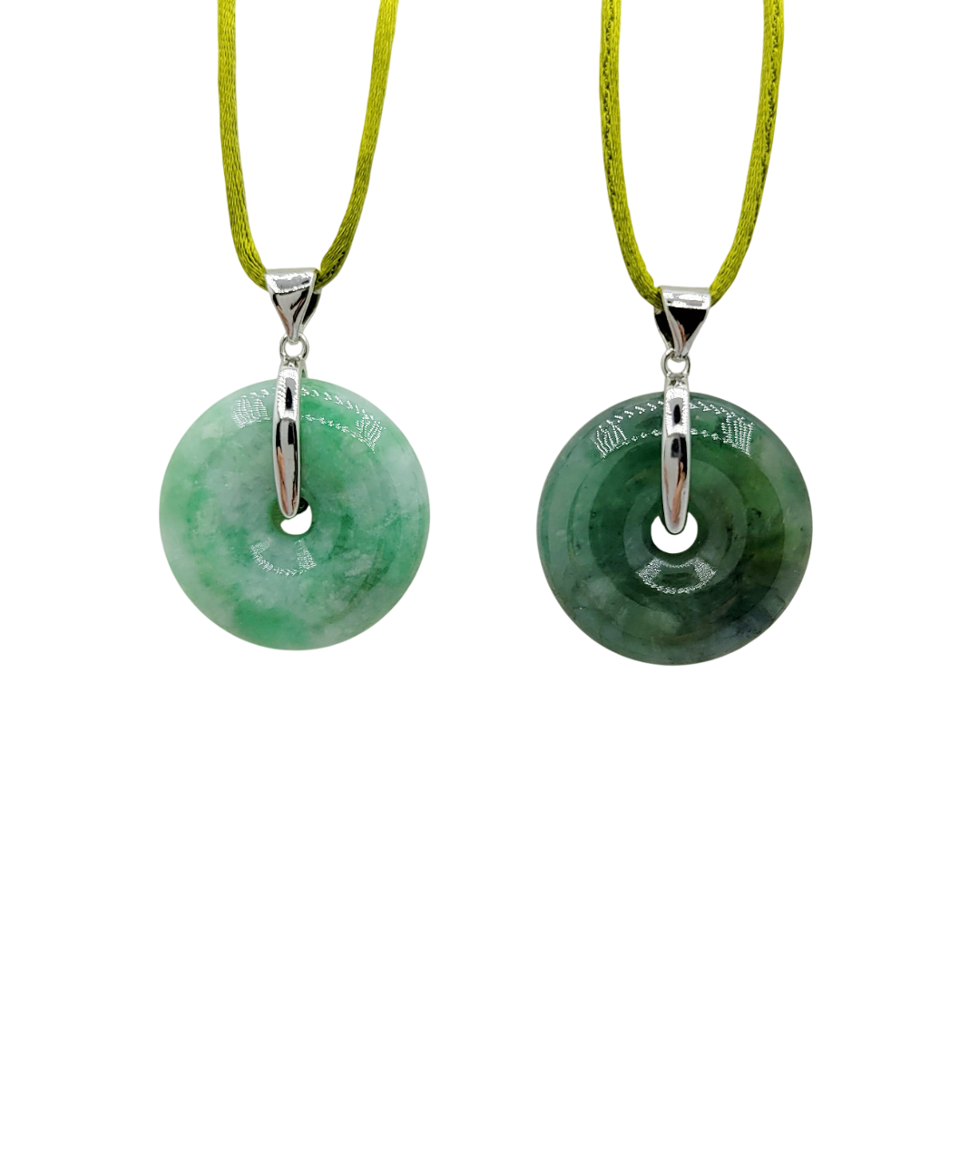 Silver Icy Green Jadeite Jade Eternity Pendant