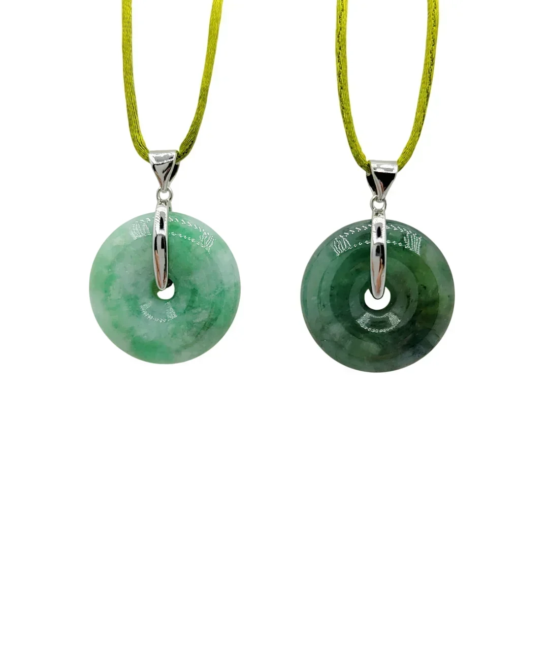 Silver Icy Green Jadeite Jade Eternity Pendant