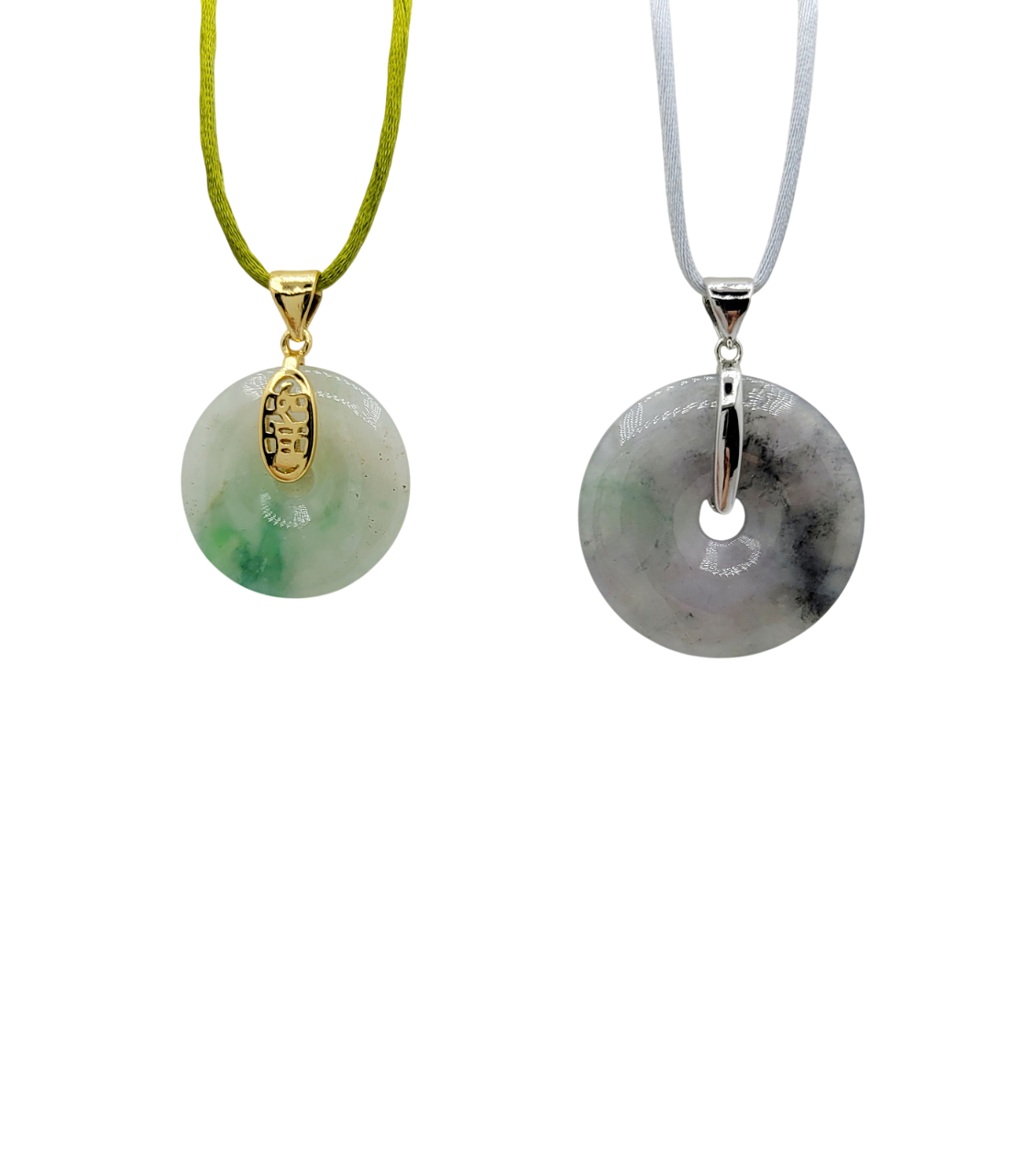 Silver Icy Green Jadeite Jade Eternity Pendant