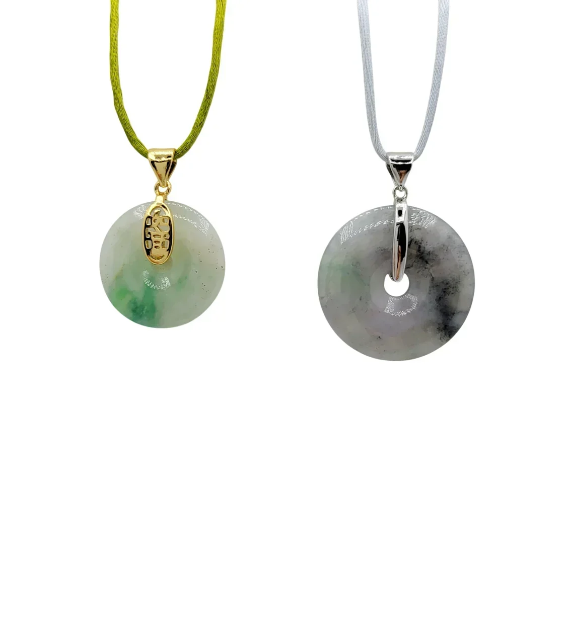 Silver Icy Green Jadeite Jade Eternity Pendant