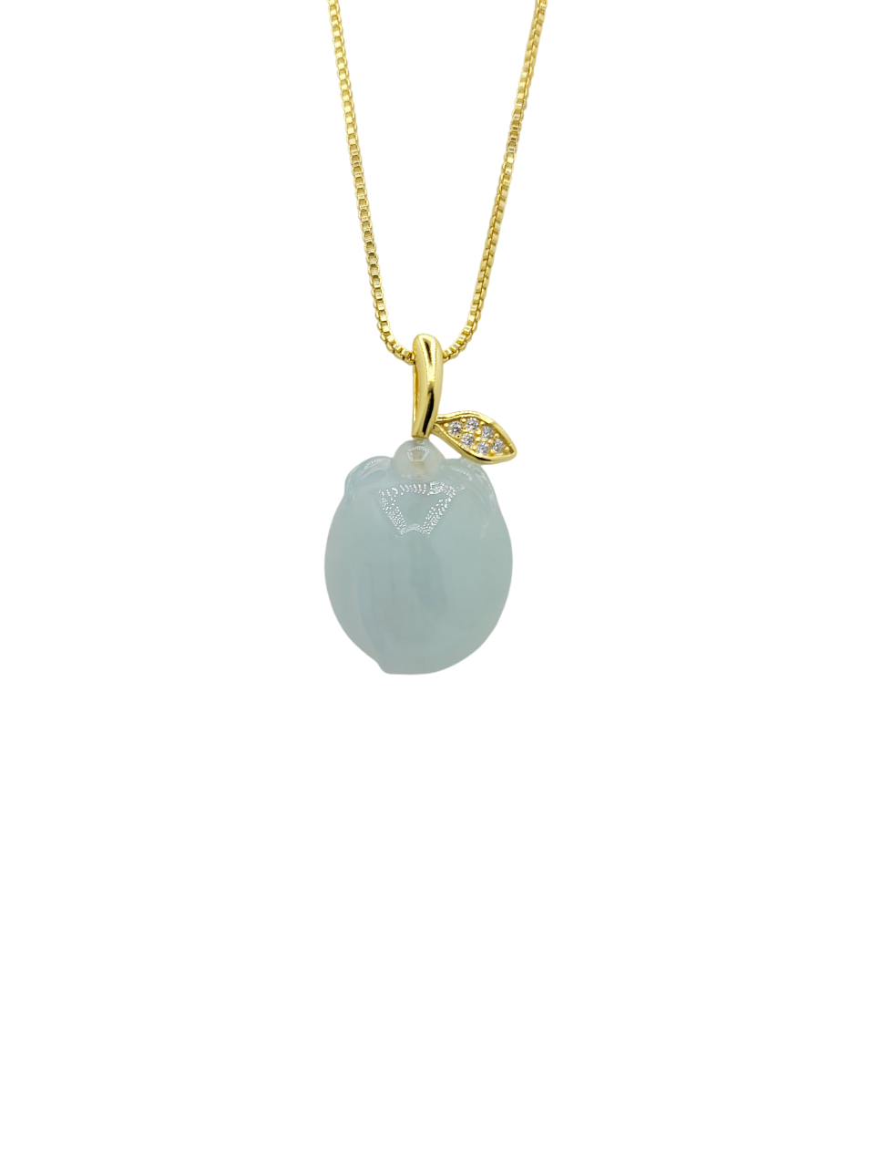 Silver Icy Peach Jadeite Jade Pendant with Diamonds Simulant