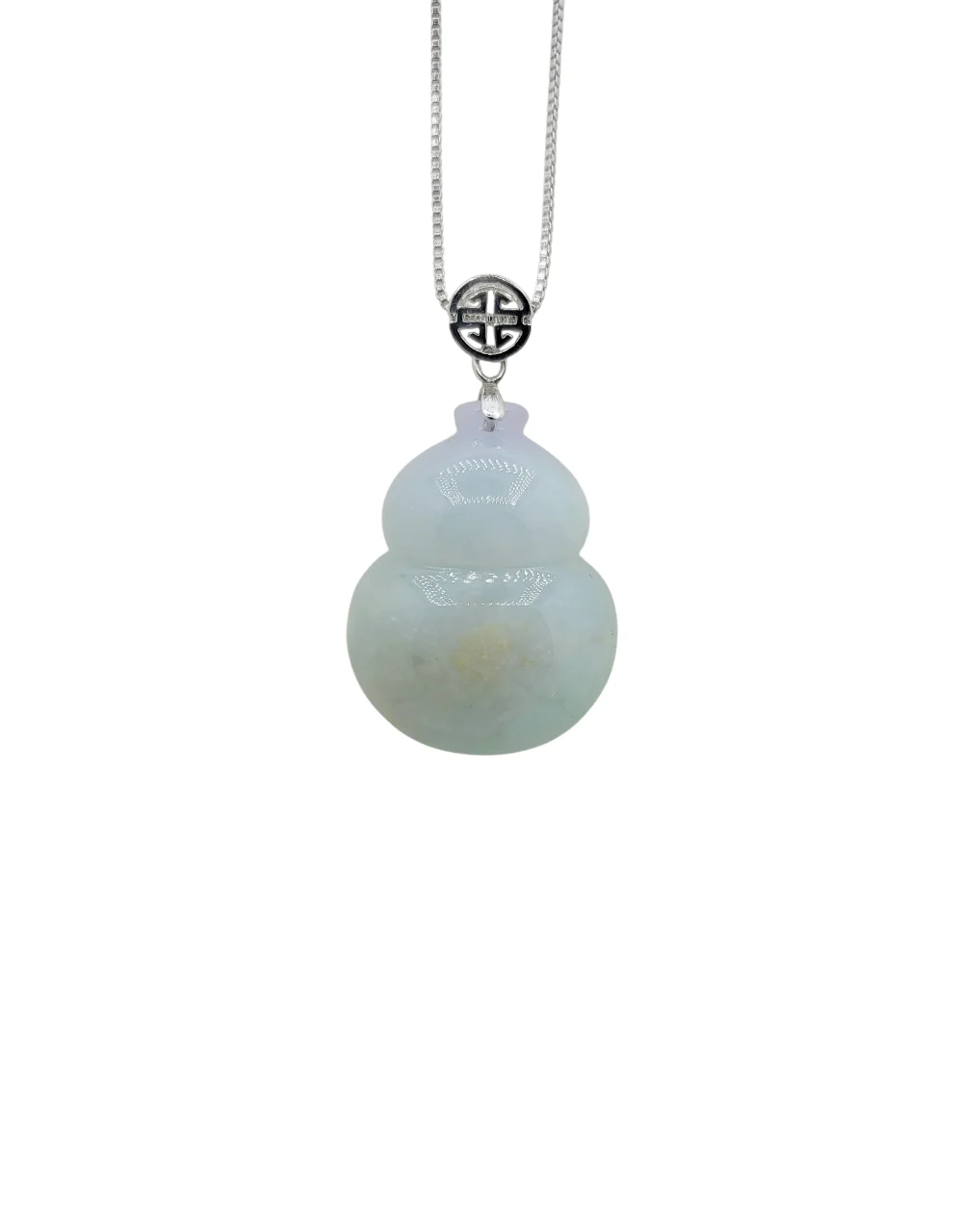 Silver Light Green Wulu Jadeite Jade Pendant