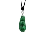 14K White Gold Green Jadeite Jade Rich Beans Pendant