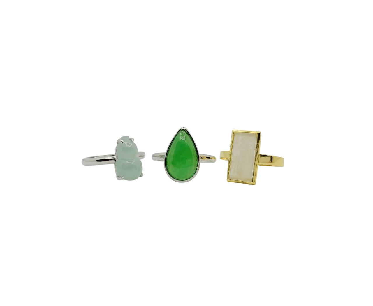 Silver Icy Green or Icy Jadeite Jade Ring