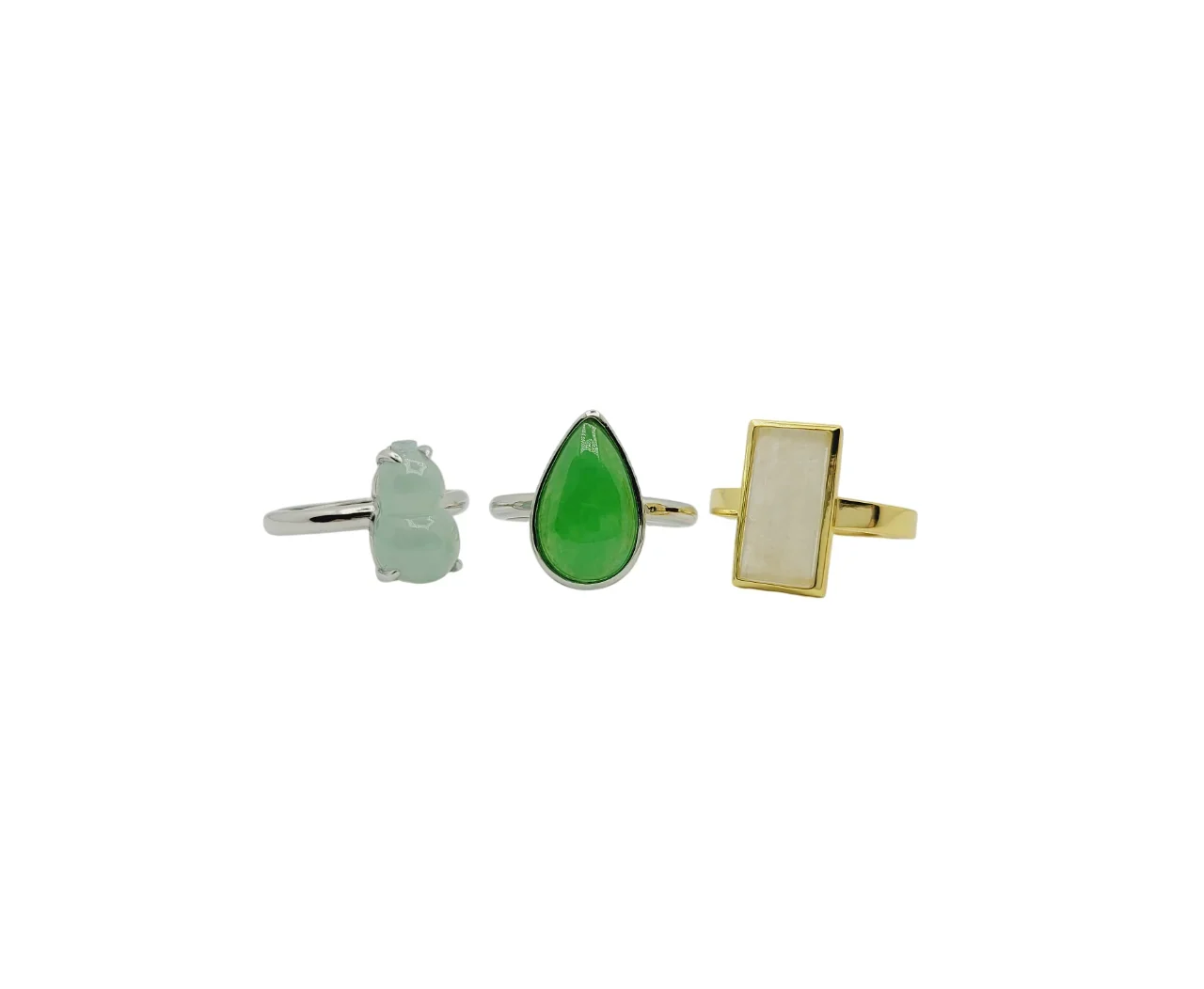 Silver Icy Green or Icy Jadeite Jade Ring
