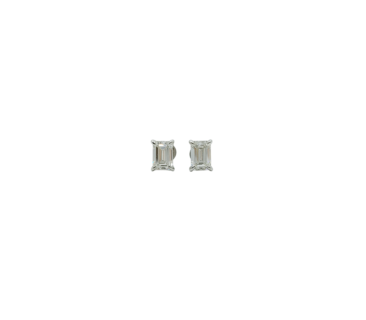 Platinum 4 Prong Emerald Cut Lab Grown Diamond Earrings (2.01ctw)