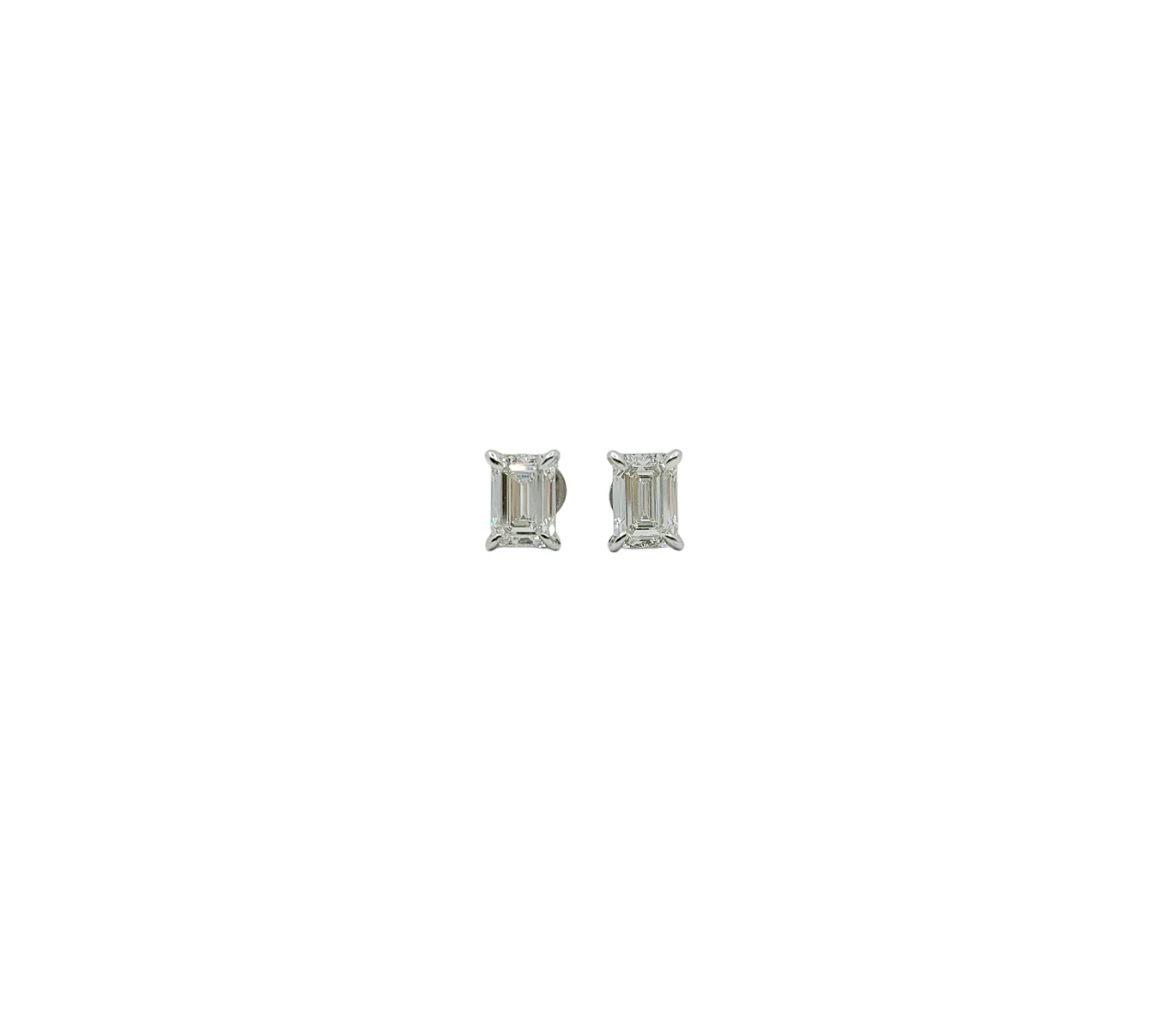 Platinum 4 Prong Emerald Cut Lab Grown Diamond Earrings (2.01ctw)
