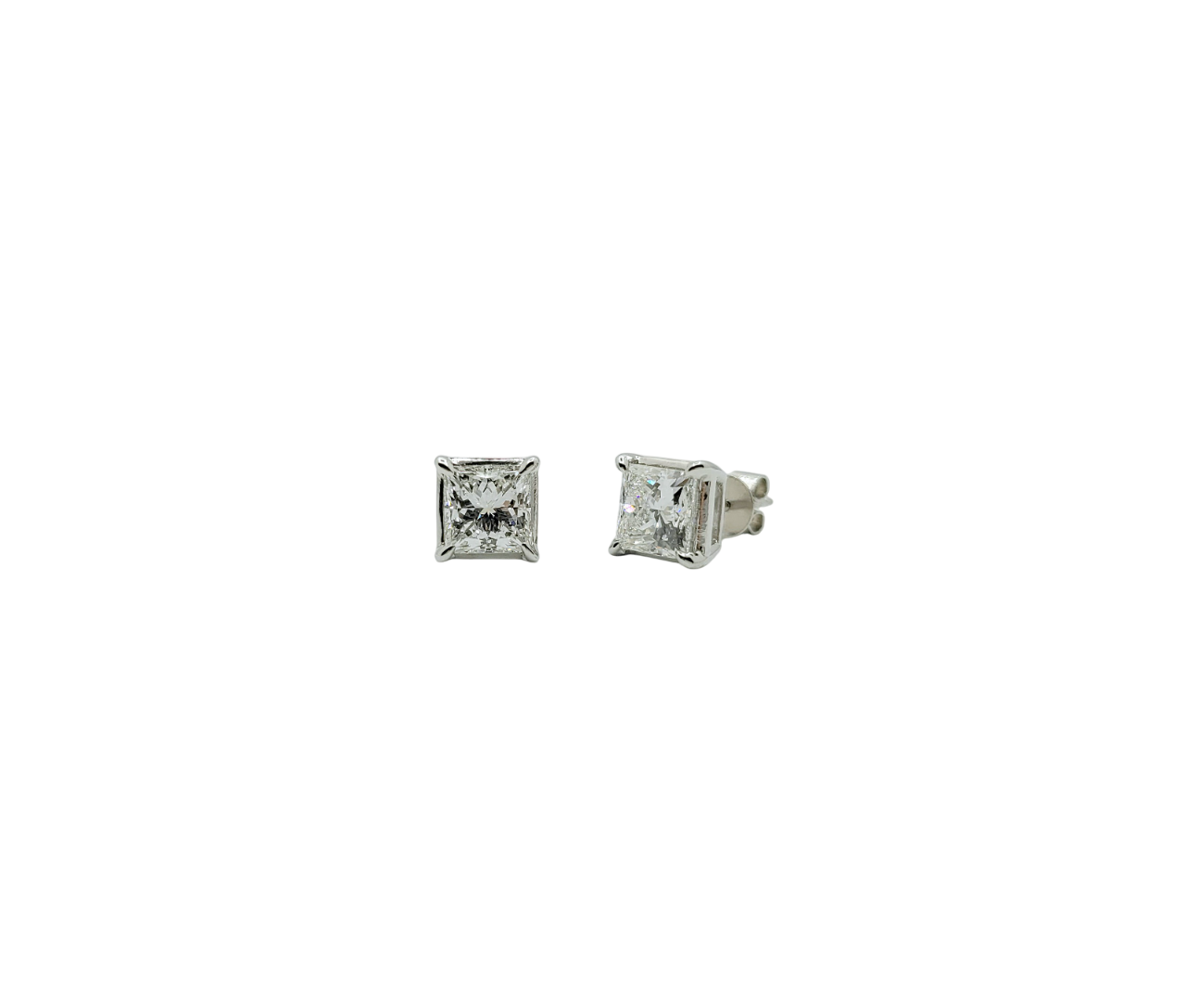 Platinum 4 Prong Princess Cut Lab Grown Diamond Earrings (3.06ctw)