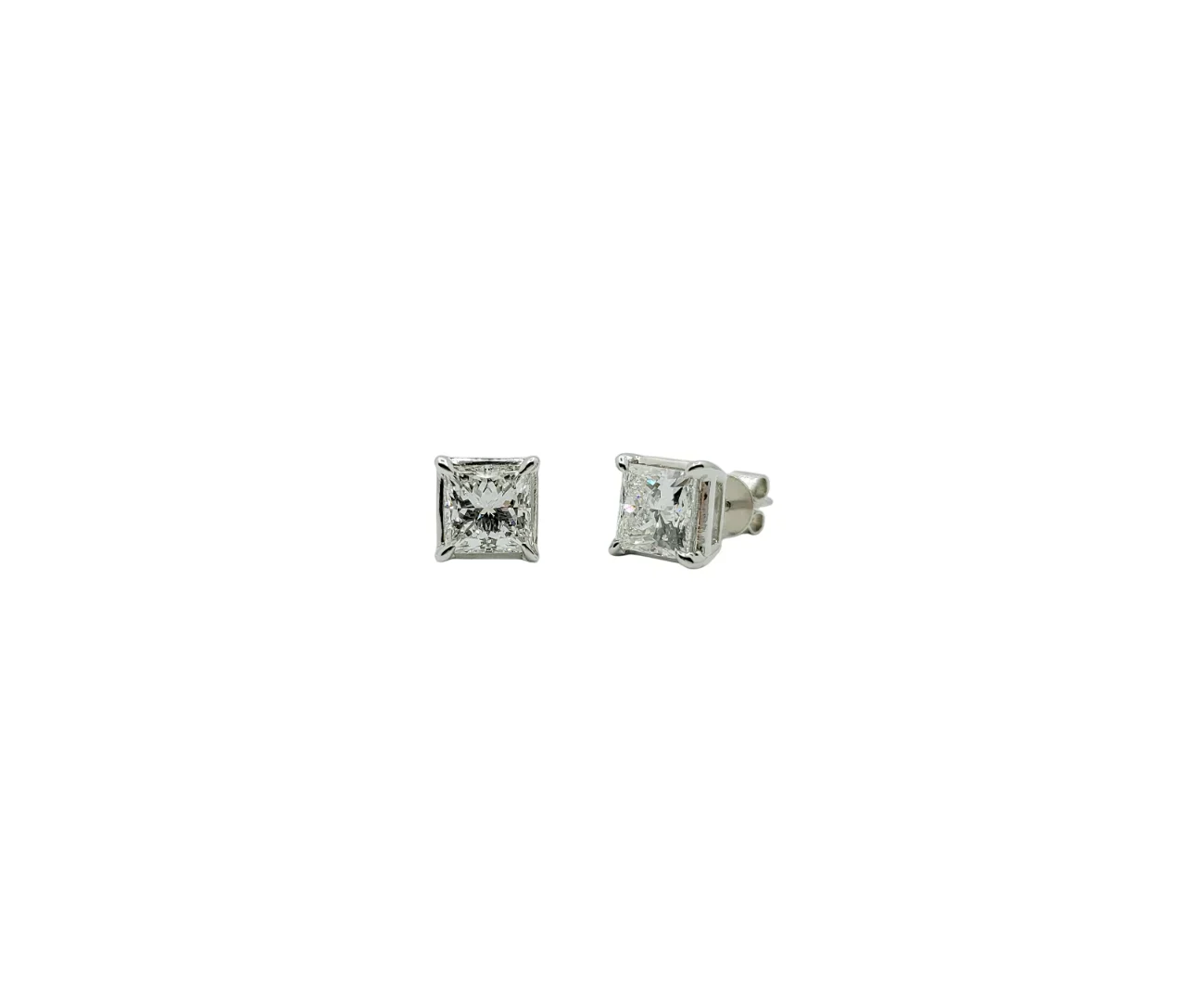 Platinum 4 Prong Princess Cut Lab Grown Diamond Earrings (3.06ctw)