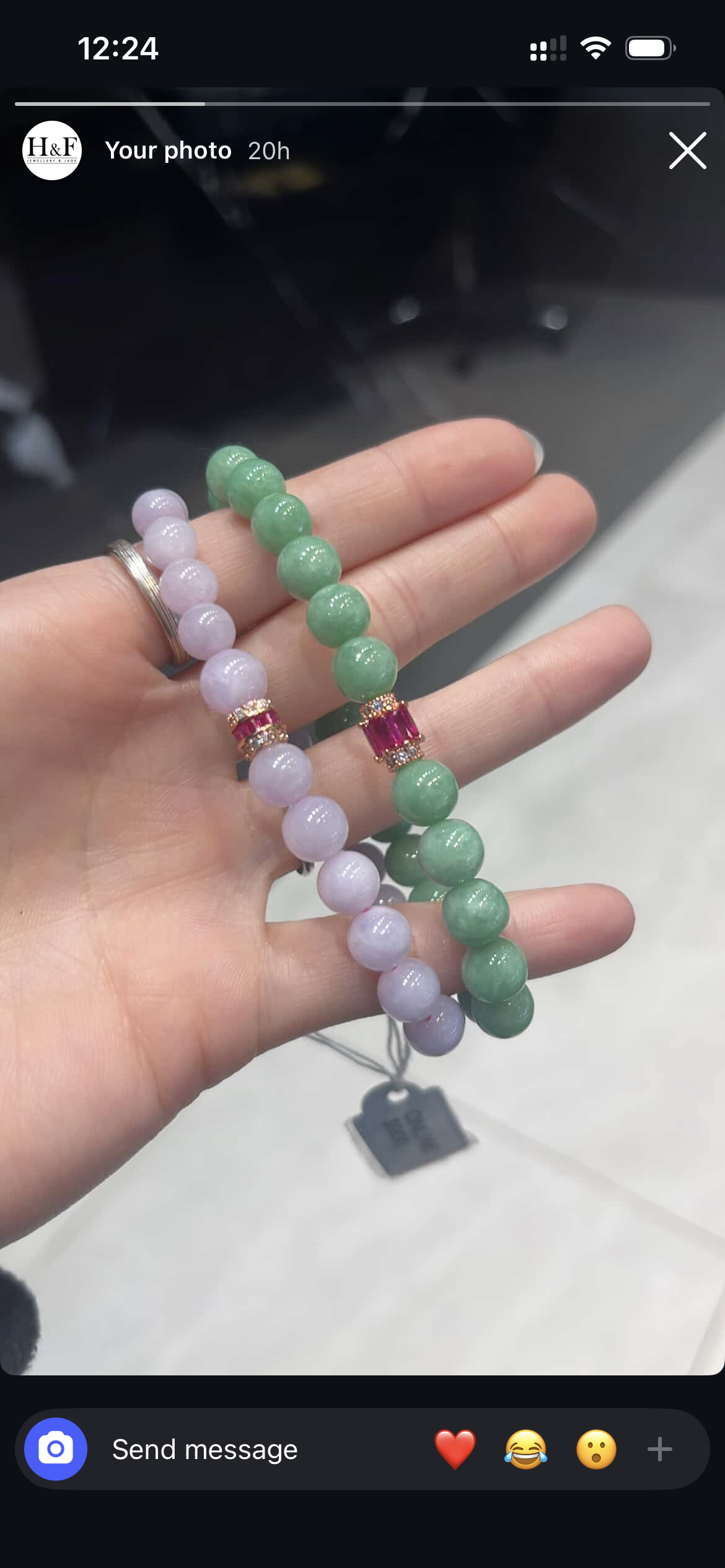 Green and Lavender Beads Bracelet