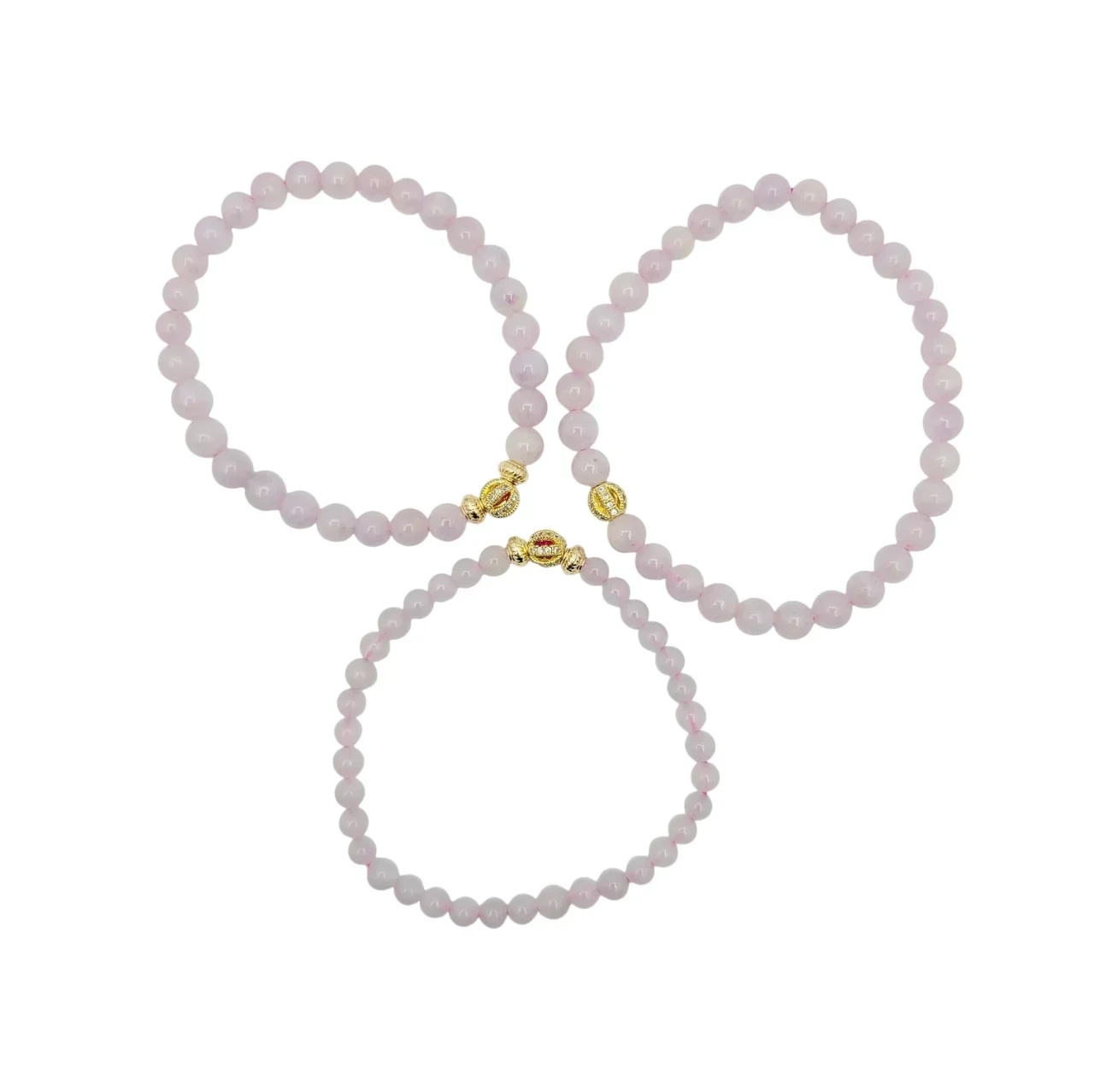 Icy Lavender Jadeite Jade Beads Bracelet with Diamond Simulant