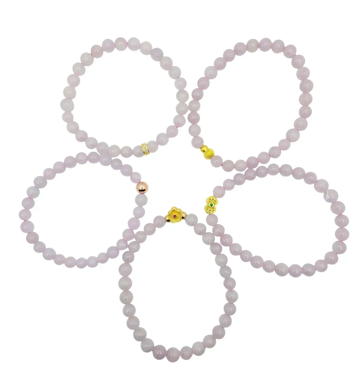 Icy Lavender Jadeite Jade Beads Bracelet with Diamond or Green Simulant