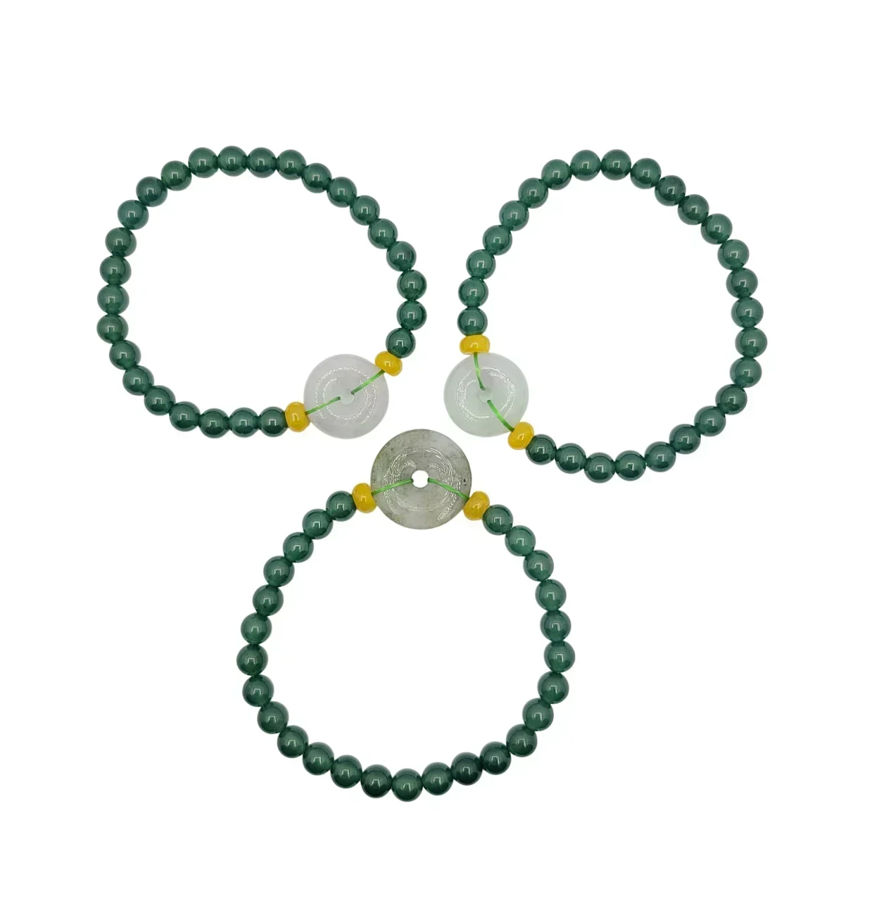 Icy Dark Green Jadeite Jade Beads Bracelet