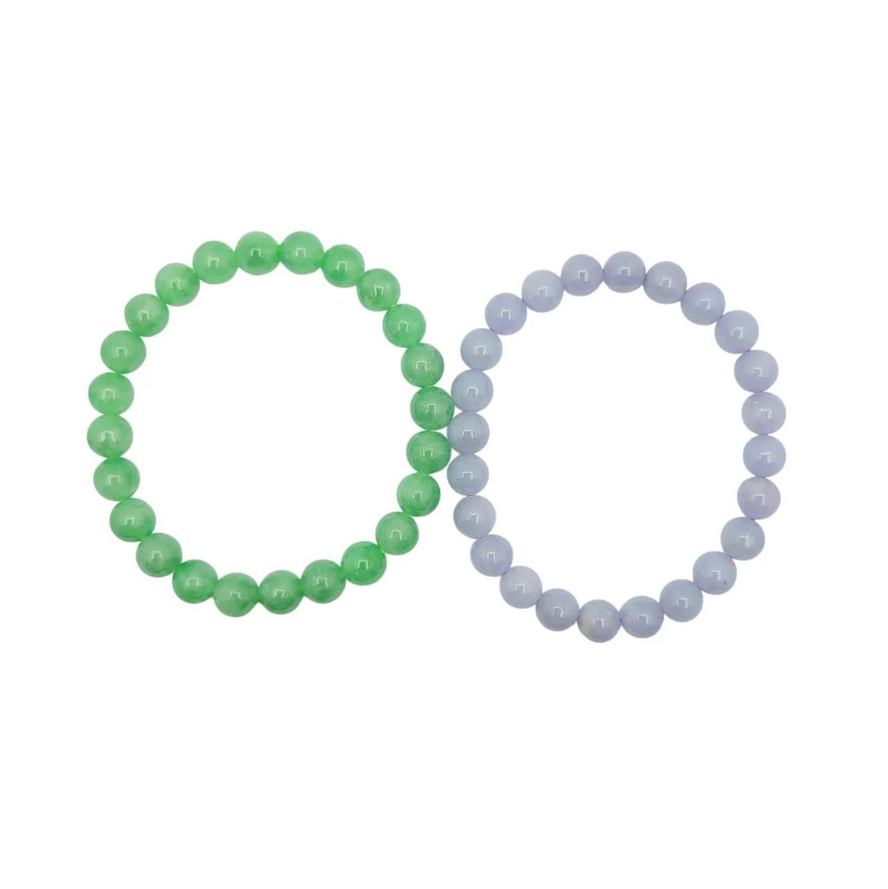 Green And Lavender Jadeite Jade Beads Bracelet