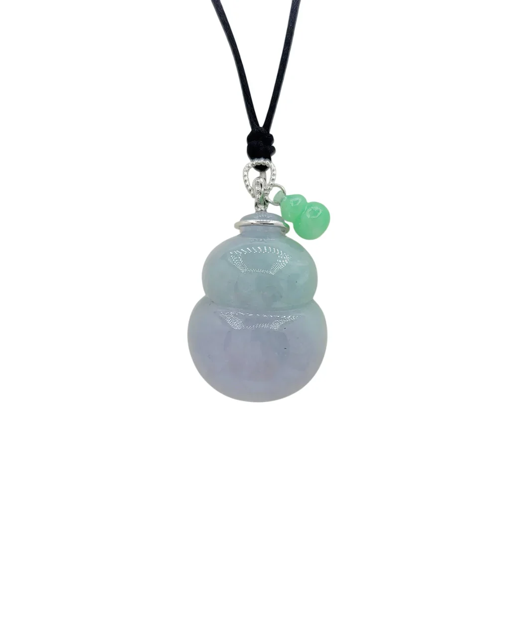 18K White Gold Icy Light Lavender Jadeite Jade Wulu Pendant with Small Wulu