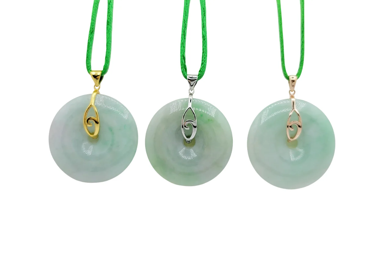 Silver Light Green Eternity Jadeite Jade Pendant