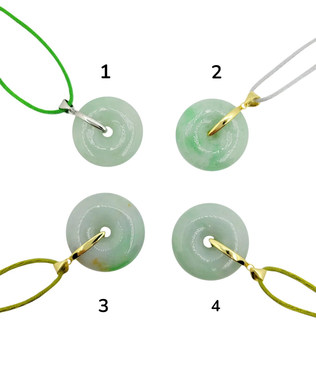 Silver Light Green Eternity Jadeite Jade Pendant