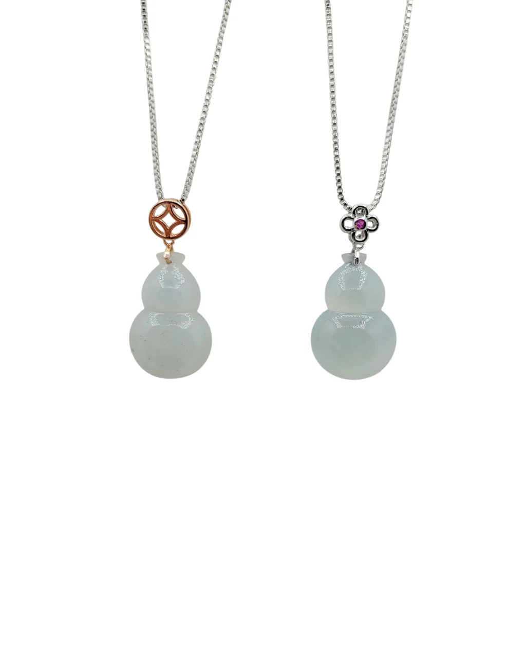 Silver Icy Wulu Jadeite Jade Pendant (Petite)