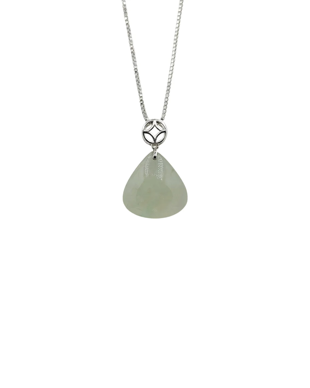 Silver Icy Fancy Shape Jadeite Jade Pendant