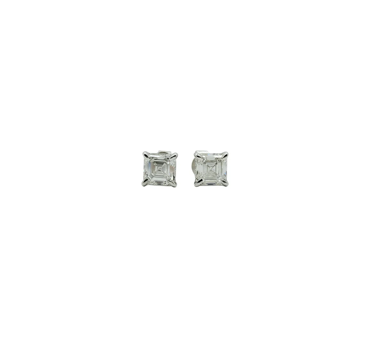 Platinum 4 Prong Square Emerald Cut Lab Grown Diamond Earrings  (2.06ctw and 3.02ctw)