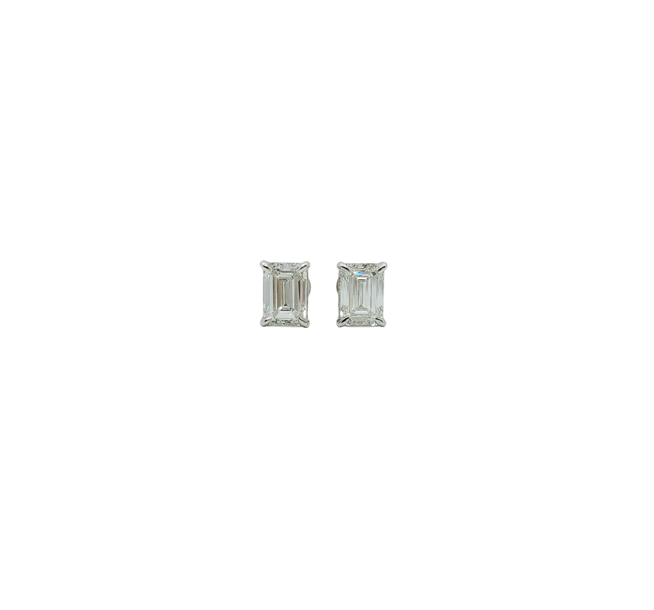 Platinum 4 Prong Emerald Cut Lab Grown Diamond Earrings (3ctw)