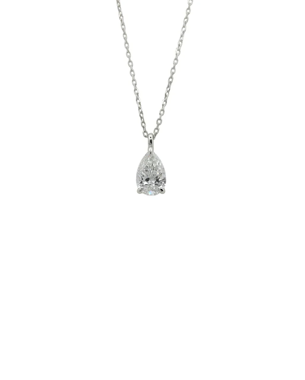 Platinum 3 Prong Pear Brilliant Cut Lab Grown Diamond Solitaire Necklace