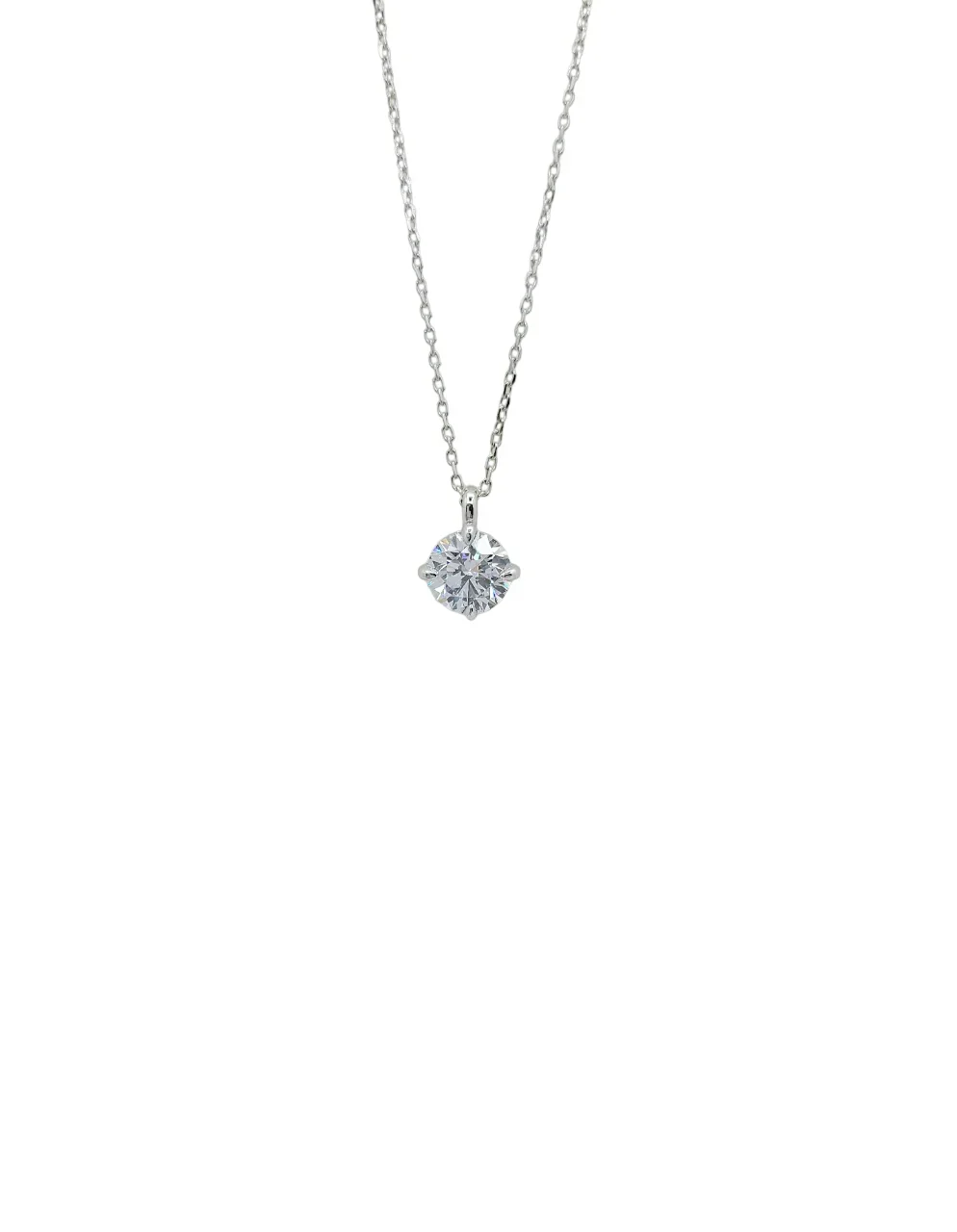 Platinum 4 Prong Round Brilliant Cut Lab Grown Diamond Solitaire Necklace