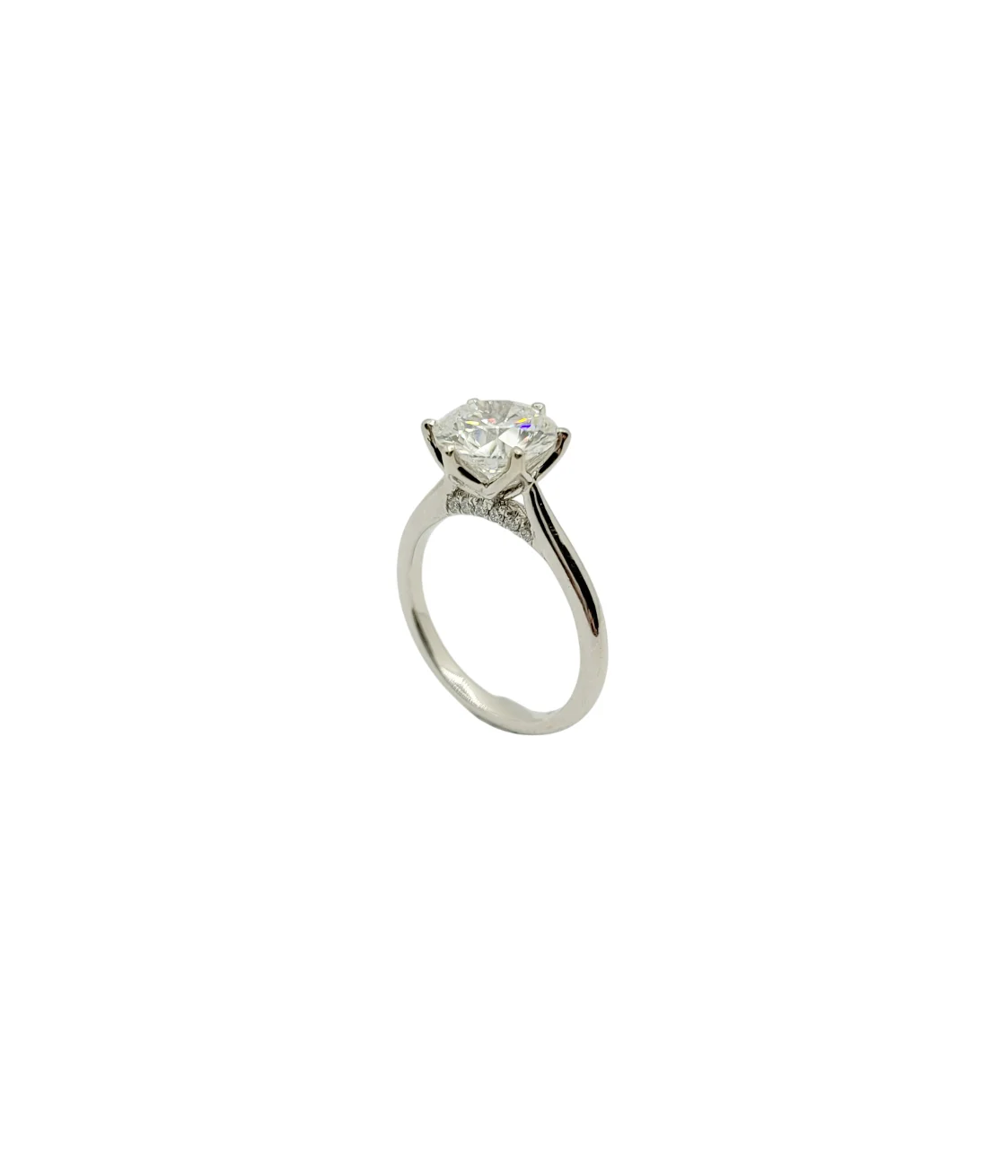 Platinum 6 Prong Tulip Round Brilliant Cut with Sides Lab Grown Diamond Ring