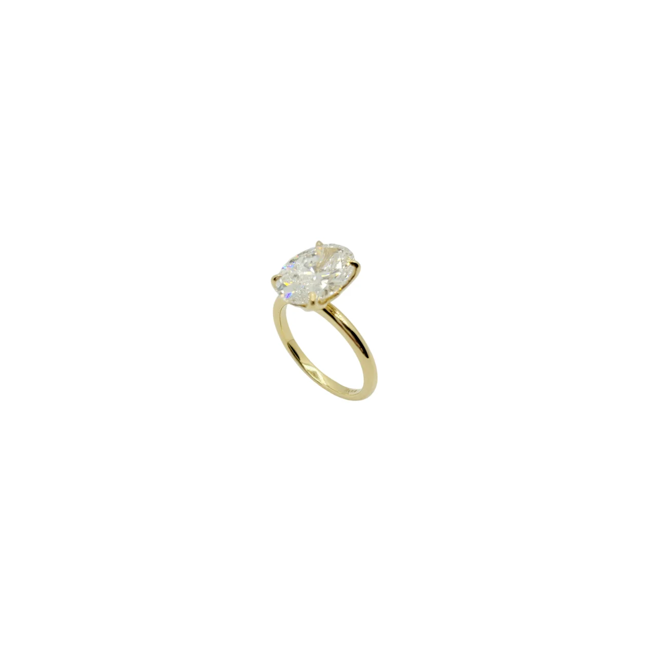 14K Yellow Gold 4 Prong Tulip Oval Brilliant Cut Lab Grown Diamond Ring