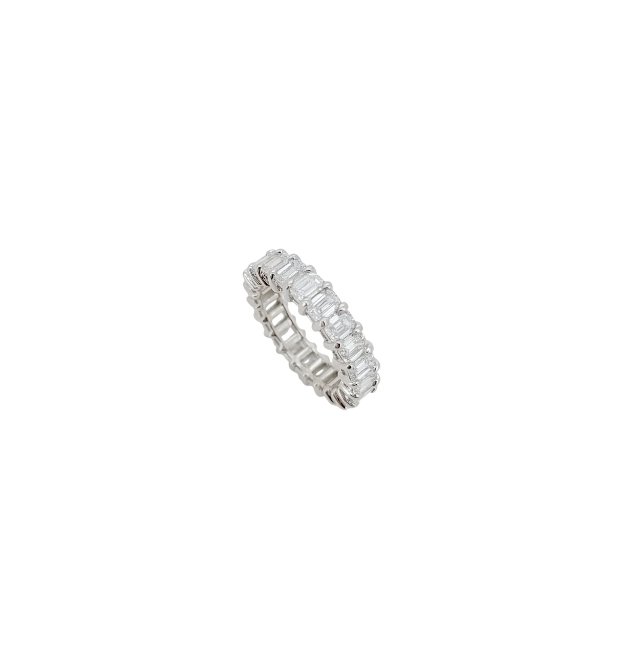 14K White Gold Emerald Cut Lab Grown Diamond Eternity Ring (21pts each)