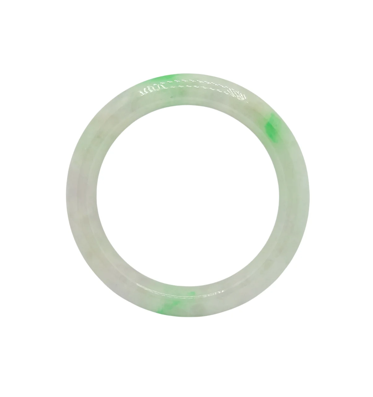 White with Bright Green Patches Jadeite Jade Bangle