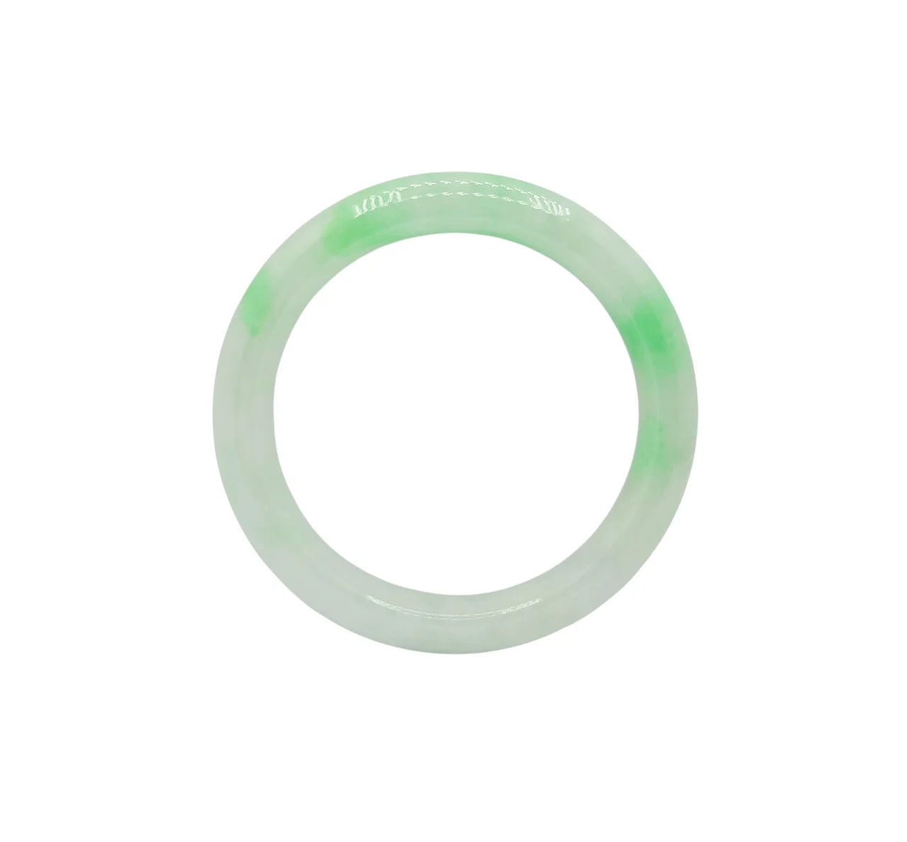 White with Bright Green Patches Jadeite Jade Bangle