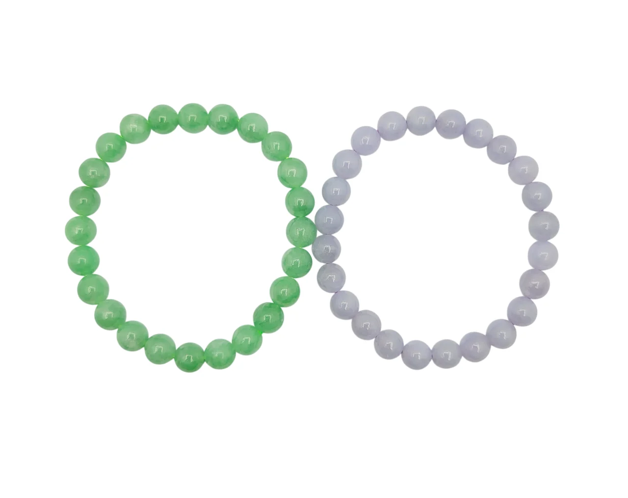 Green and Lavender Jadeite Jade Beads Bracelet