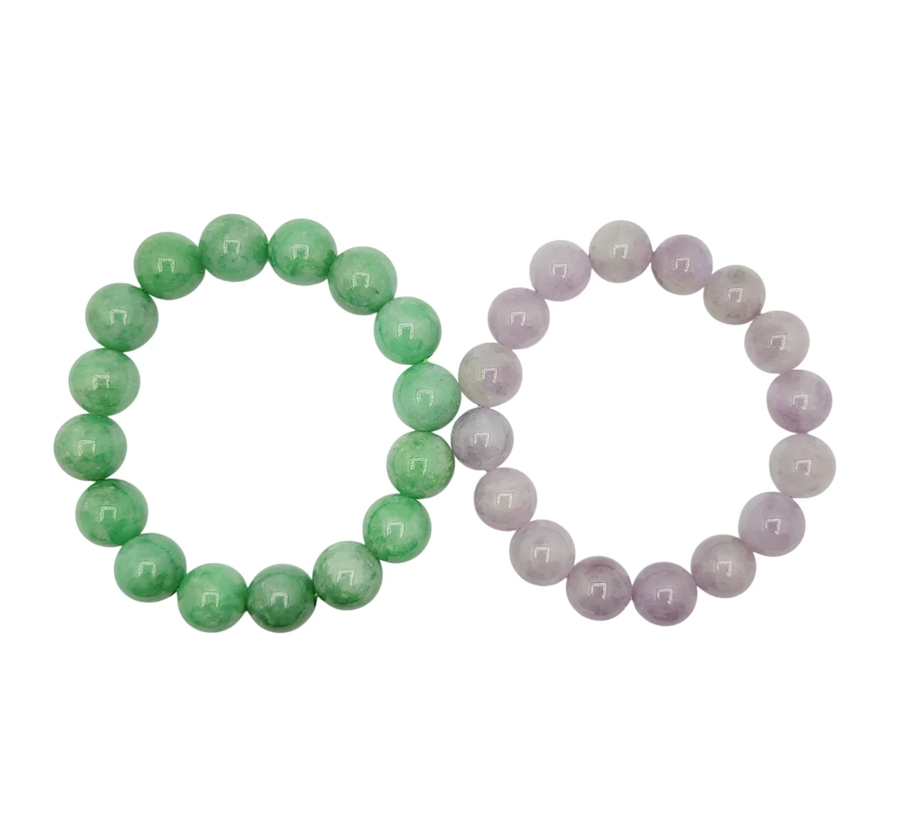 Green and Lavender Jadeite Jade Beads Bracelet