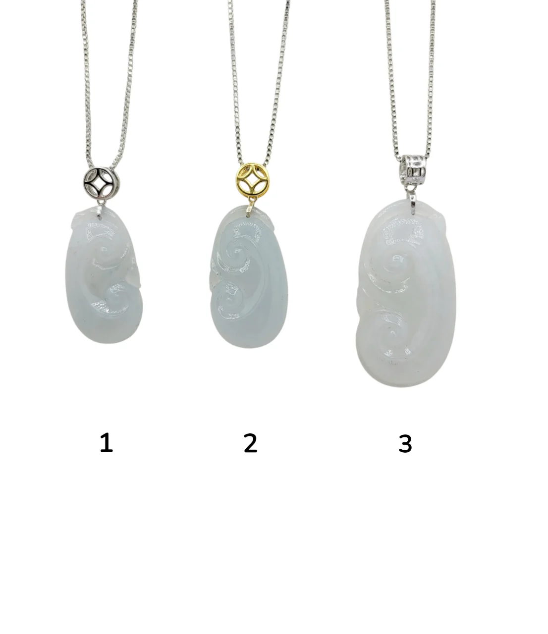 Silver Icy Ruyi Jadeite Jade Pendant (Small)