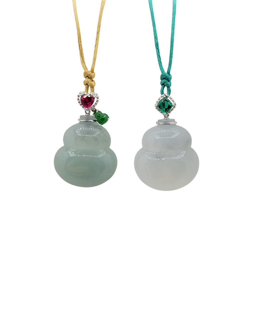 18K White Gold Icy or Green Wulu Jadeite Jade Pendant