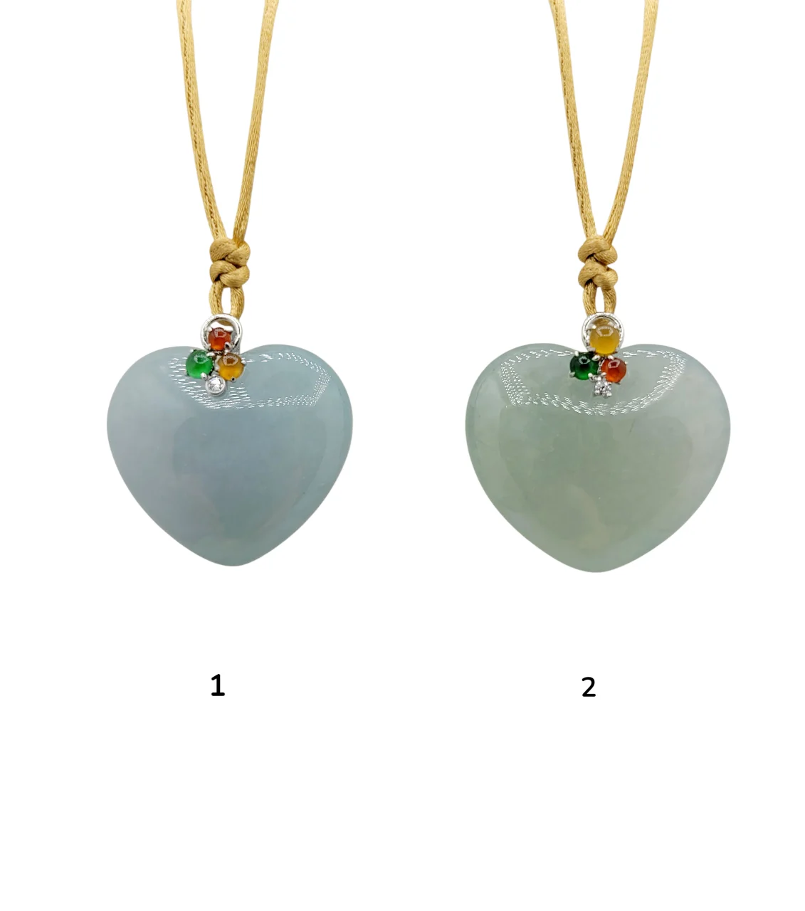 18K White Gold Icy Heart Shape Jadeite Jade Pendant