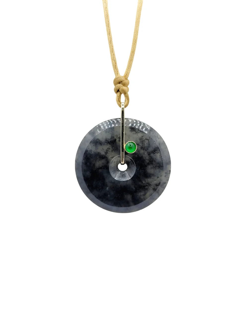 14K White Gold Black Eternity Jadeite Jade Pendant