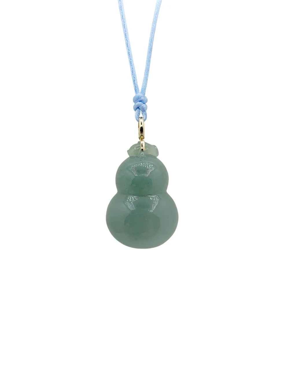 14K Yellow Gold Pale Green Wulu Jadeite Jade Pendant