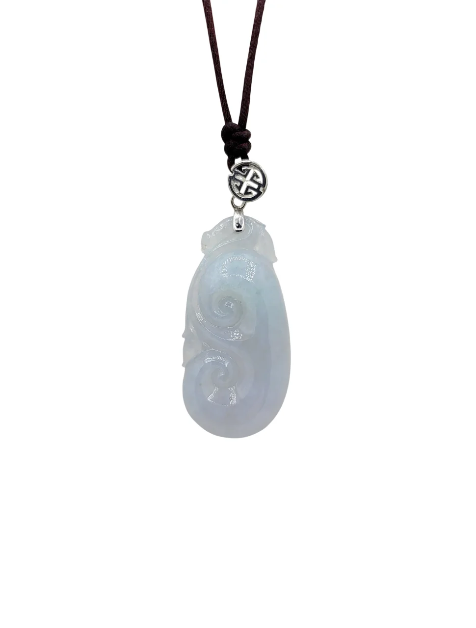 Silver Icy Ruyi Jadeite Jade Pendant